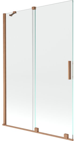 Mexen Velar, 2-krídlová posuvná vaňová zástena 120 x 150 cm, 8mm číre sklo, medená matná, 896-120-000-01-65