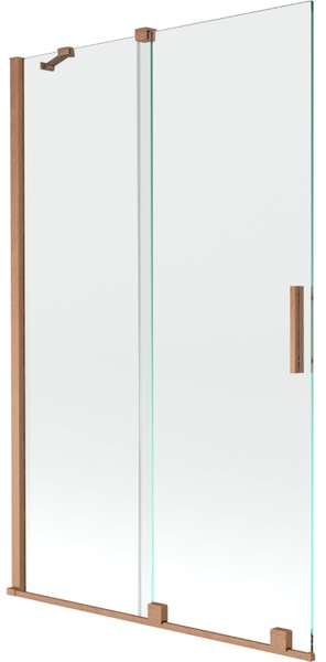 Mexen Velar, 2-krídlová posuvná vaňová zástena 110 x 150 cm, 8mm číre sklo, medená matná, 896-110-000-01-65