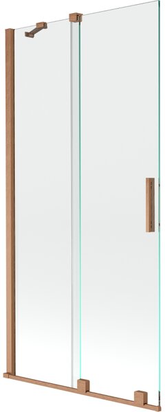 Mexen Velar, 2-krídlová posuvná vaňová zástena 90 x 150 cm, 8mm číre sklo, medená matná, 896-090-000-01-65