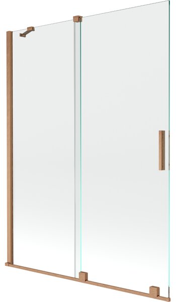 Mexen Velar, 2-krídlová posuvná vaňová zástena 130 x 150 cm, 8mm číre sklo, medená matná, 896-130-000-01-65