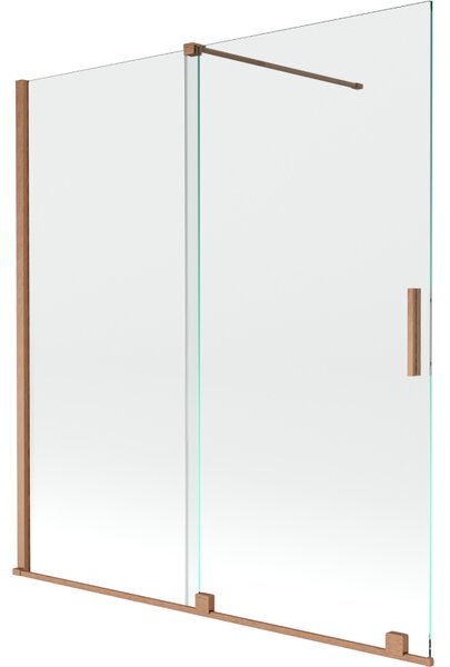 Mexen Velar, 2-krídlová posuvná vaňová zástena 150 x 150 cm, 8mm číre sklo, medená matná, 896-150-000-01-65