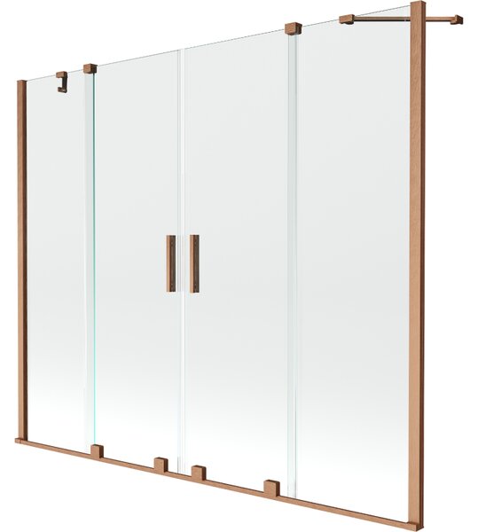 Mexen Velar Duo vaňová zástena 2-krídlová posuvná 200 x 150 cm, transparentná, brúsená meď - 896-200-000-02-65