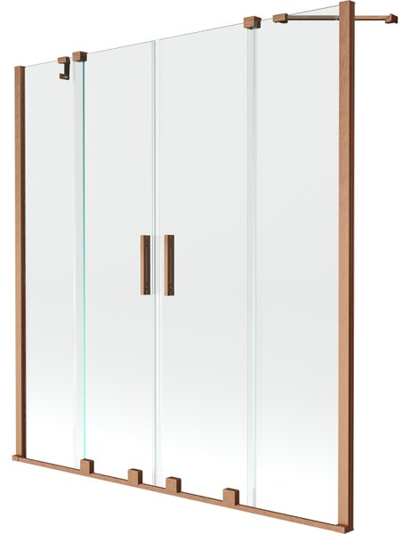 Mexen Velar Duo vaňová zástenová stena 2-krídlová posuvná 160 x 150 cm, transparentná, brúsená meď - 896-160-000-02-65