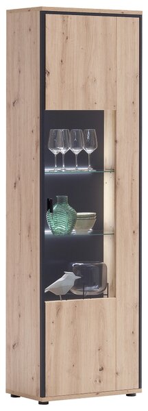 VITRÍNA, antracitová, číra, farba duba, 63/210/38 cm Livetastic - Sklenené vitríny, Online Only