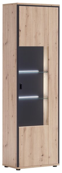 VITRÍNA, antracitová, číra, farba duba, 63/210/38 cm Livetastic - Sklenené vitríny, Online Only