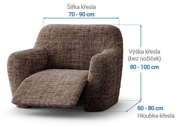 Bielastické poťahy VITTORIA hnedá relaxačné kreslo (š. 70 - 90 cm)