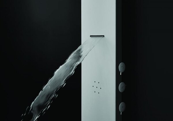 Biela panelová stena, sprchové hlavice, sprchový panel ALUSHOWER