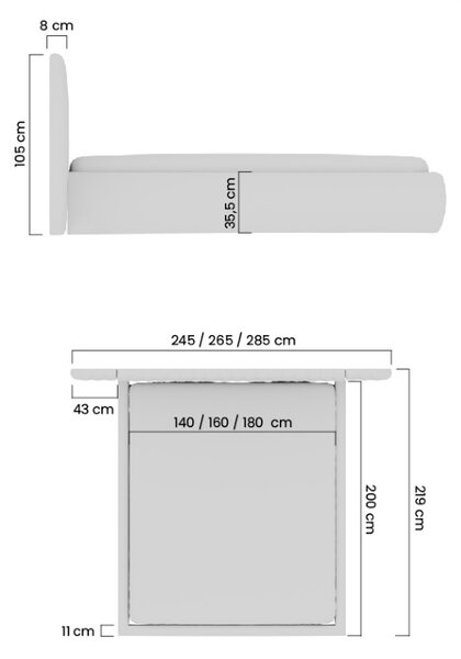 Čalúnená posteľ Galin 140x200 s úložným priestorom - béžová ľahko čistiaca textília Maya 01