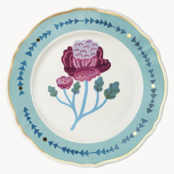 Ručne vyrobený porcelánový plytký tanier Botanica