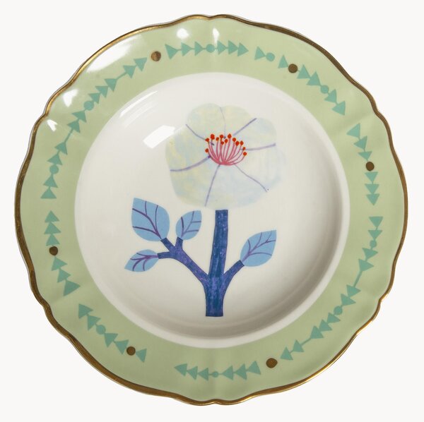 Ručne vyrobený porcelánový tanier na cestoviny Botanica