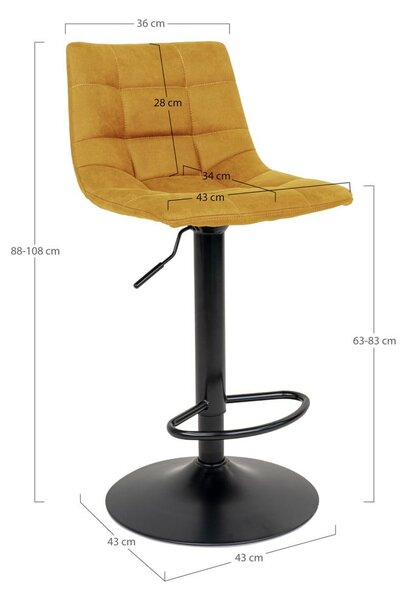 Žlté barové stoličky v súprave 2 ks 88 cm Middelfart – House Nordic