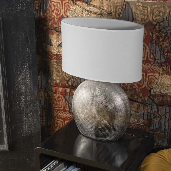 ONLI - Stolová lampa CERAMICA 1xE27/15W/230V 51 cm strieborná/biela