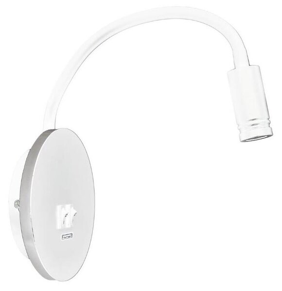 LED Flexibilná nástenná lampička s USB BASE LED/8W+LED/2W/230V biela/strieborná