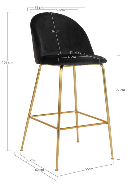 Čierne zamatové barové stoličky v súprave 2 ks 108 cm Lausanne – House Nordic