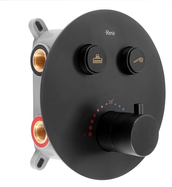 Rea Lungo, podomietková termostatická sprchová sada + BOX, čierna matná, REA-P8549
