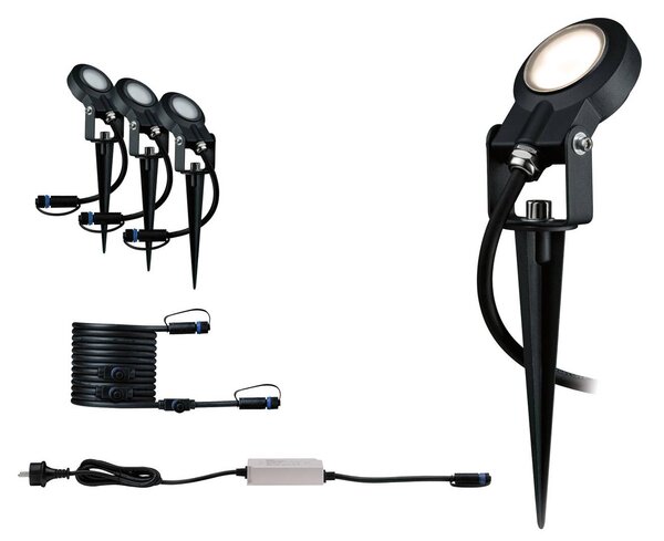 Paulmann Plug & Shine Sting 3 000K základná sada ks, Čierna, Hliník, Moderný, Vonkajše bodové svietidlo / bodateľné do zeme