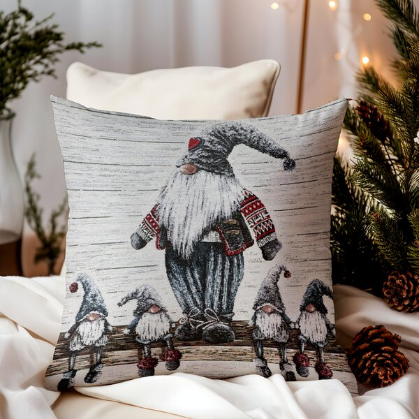 Vianočná gobelínová obliečka na vankúš Šedí škriatkovia Chenille IT04 Farba Šedá Rozmery 42x42 cm