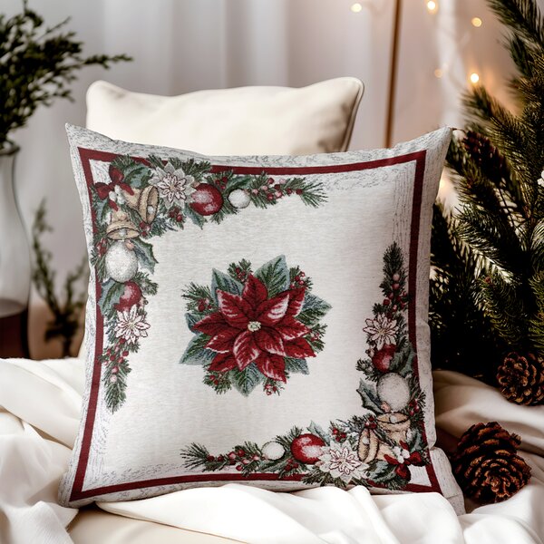 Vianočná gobelínová obliečka na vankúš 42x42 cm Chenille IT022 Farba Viacfarebná Rozmery 42x42 cm