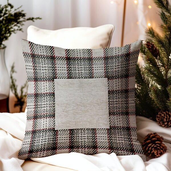 Gobelínová obliečka na vankúš Tartan béžová Chenille IT025 Farba Béžová Rozmery 42x42 cm