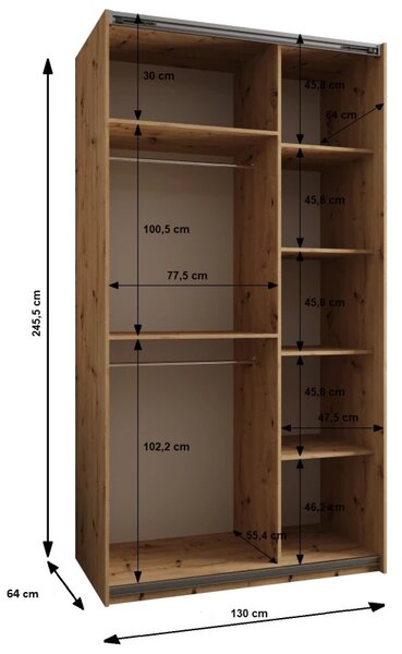 Dvojdverová skriňa SAMARA 3 - 130 cm, kašmír / strieborná