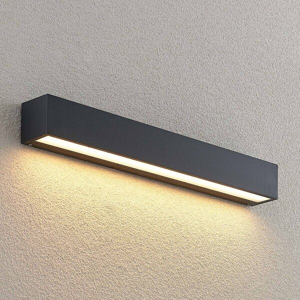 Lucande LED nástenné svetlo Lengo, 50 cm, antracitová, smerom nadol, 3 000 K, Čierna, Hliník, Moderný, Nástenné svietidlo