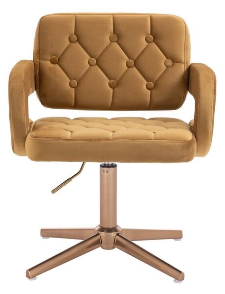 LuxuryForm DESIGN Kreslo ADRIA VELUR na zlatom kríži - medové