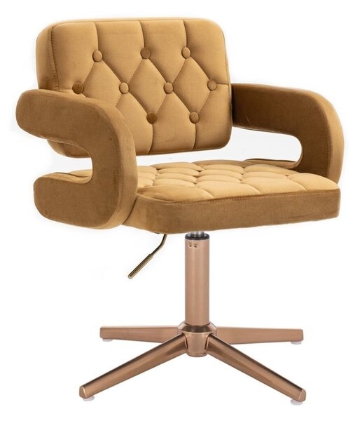 LuxuryForm DESIGN Kreslo ADRIA VELUR na zlatom kríži - medové