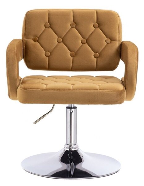 LuxuryForm DESIGN Kreslo ADRIA VELUR na striebornom tanieri - medové