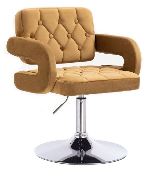 LuxuryForm DESIGN Kreslo ADRIA VELUR na striebornom tanieri - medové