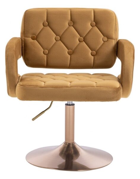 LuxuryForm DESIGN Kreslo ADRIA VELUR na zlatom tanieri - medové
