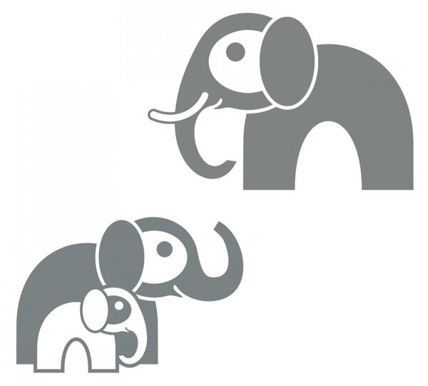 Sloni - dětské samolepky na zeď zvířátka ze safari tmavo červená
