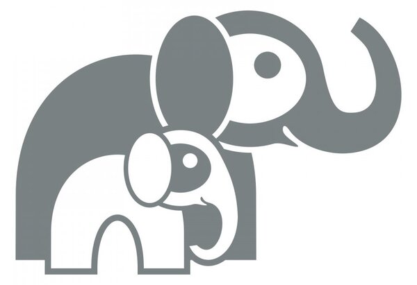 Pieris design Slon s mláďaťom - nálepka na stenu biela