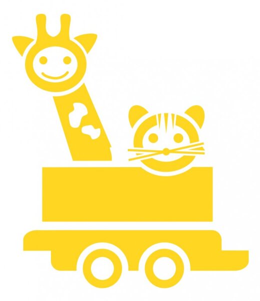 Vagón s žirafou a tygříkem - dětské samolepky na zeď vlaky biela
