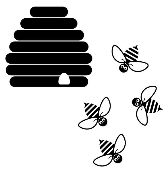 Pieris design Včelí úľ - sada detských samolepiek na stenu biela