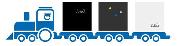Vlak s tabulemi - dětské samolepky na zeď vlaky svetlo hnedá