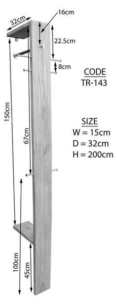 MONTREAL Vešiak 200x36 cm, indický palisander
