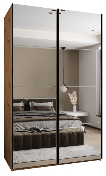 Dvojdverová skriňa SAMARA 2 - 150 cm, dub artisan / biela / čierna