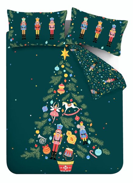 Tmavozelené obliečky na jednolôžko 135x200 cm Nutcracker – Catherine Lansfield