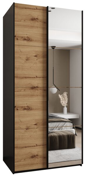 Dvojdverová skriňa SAMARA 3 - 120 cm, čierna / dub artisan / čierna