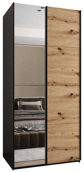 Dvojdverová skriňa SAMARA 3 - 120 cm, čierna / dub artisan / čierna