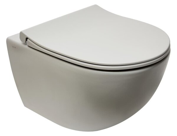 WC závesné VitrA Sento SmoothFlush taupe mat vrátane sedátka, zadný odpad 7848-076-0101