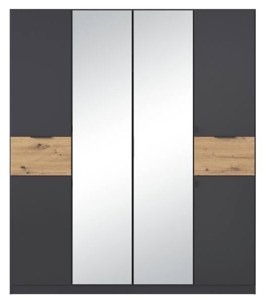 Šatníková skriňa TICAO II metalická sivá/dub artisan, šírka 181 cm