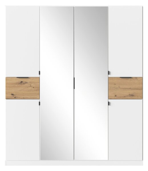Šatníková skriňa TICAO II alpská biela/dub artisan, šírka 181 cm
