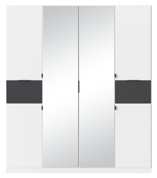 Šatníková skriňa TICAO II alpská biela/metalická sivá, šírka 181 cm
