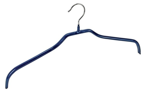 Sada 4 modrých protišmykových vešiakov na oblečenie a držiakov Wenko Hanger Slim