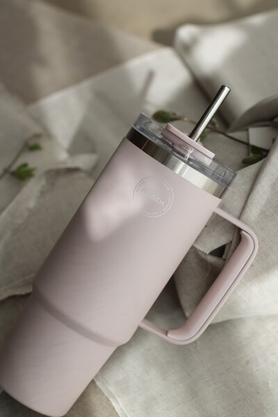 Termopohár so slamkou 885 ml Soft Rose AYA&IDA