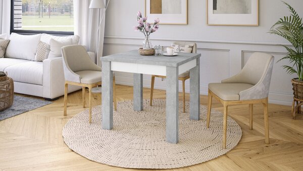 FONTE Svetlý Betón Ateliér / Biely Mat - KLASICKÝ STÔL DO KUCHYNE/OBÝVACEJ IZBY 110x75 ROZKLADANÝ DO 155 cm!