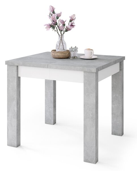 FONTE Svetlý Betón Ateliér / Biely Mat - KLASICKÝ STÔL DO KUCHYNE/OBÝVACEJ IZBY 110x75 ROZKLADANÝ DO 155 cm!