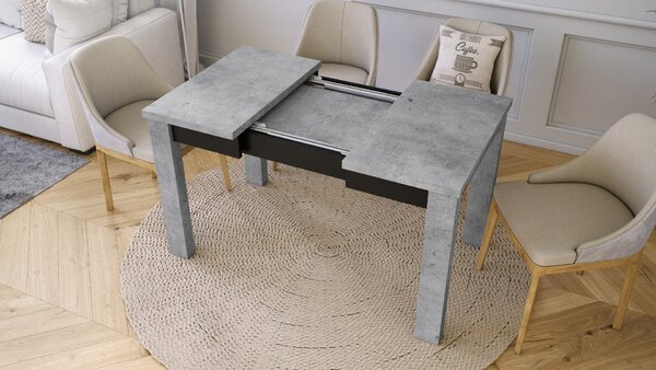FONTE Beton Millenium / Čierny Mat - KLASICKÝ STÔL DO KUCHYNE/OBÝVACEJ IZBY 85x75 ROZKLADANÝ DO 130 cm!