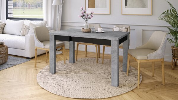 FONTE Beton Millenium / Čierny Mat - KLASICKÝ STÔL DO KUCHYNE/OBÝVACEJ IZBY 85x75 ROZKLADANÝ DO 130 cm!